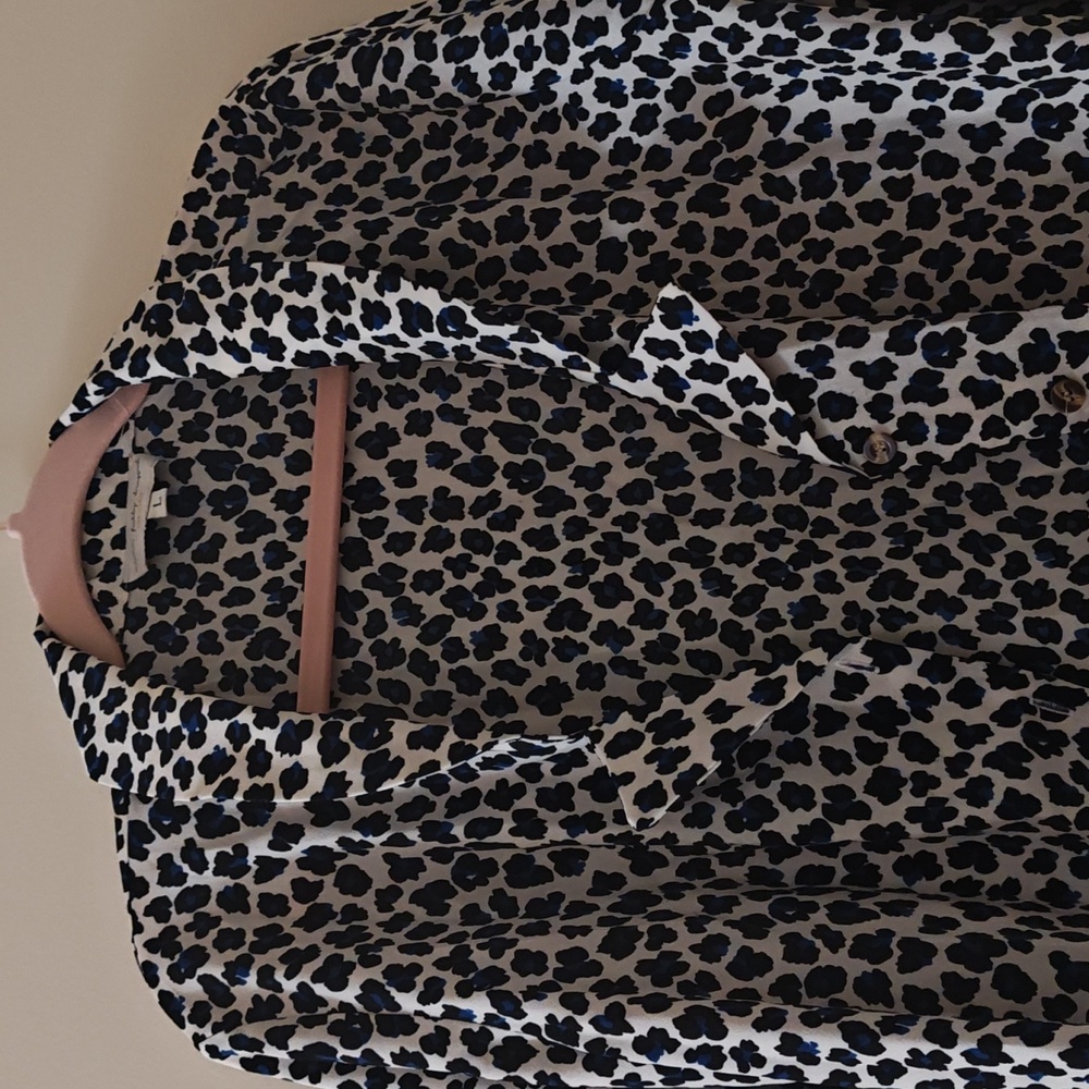 Never fully dressed long sleeve button down blue black cheetah print